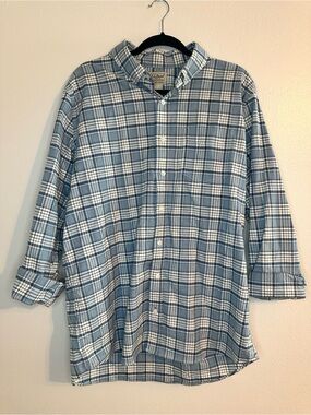 L.L. Bean Men's Blue and White Plaid Button-Down Shirt